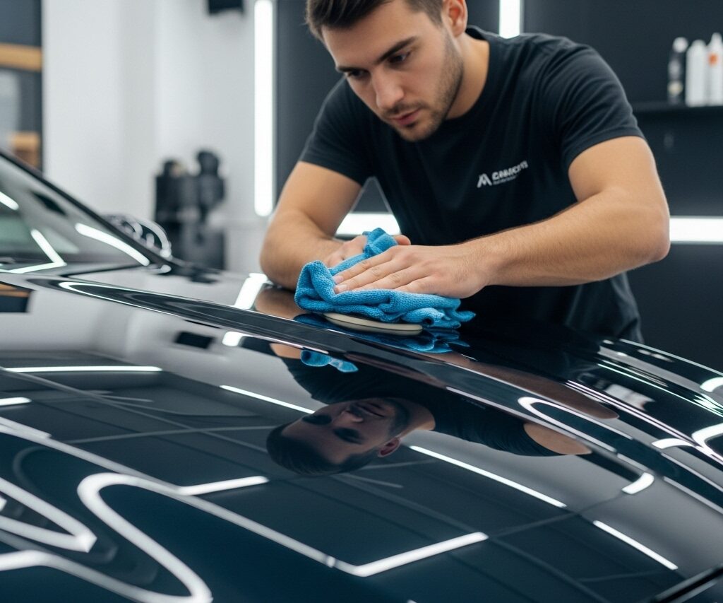 Polishing a car